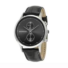 Custom Logo Luxury Genuine Leather Band 30m Waterproof Classic Quartz Wristwatch Men Watch